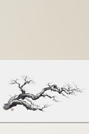 Sumi-e Fine Art Print | beautiful sumi-e inspired Japanese painting: Ancient Tree Branch - signed Fine Art Print on traditional rice paper