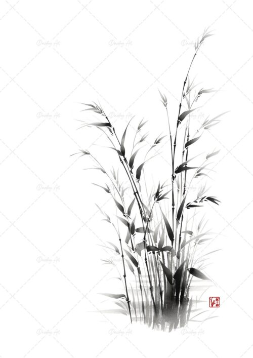 Sumi-e Fine Art Print | beautiful sumi-e inspired Japanese painting: Bamboo - signed Fine Art Print on traditional rice paper