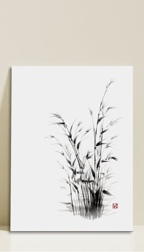 Sumi-e Fine Art Print | beautiful sumi-e inspired Japanese painting: Bamboo - signed Fine Art Print on traditional rice paper